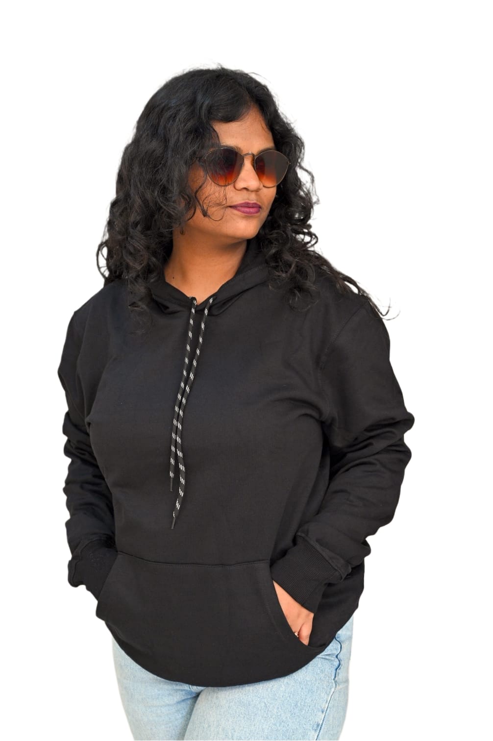 Dark Black Premium Cotton Hoodie – 300 GSM | Unisex | Luxurious Soft Feel & Warmth - Image 3