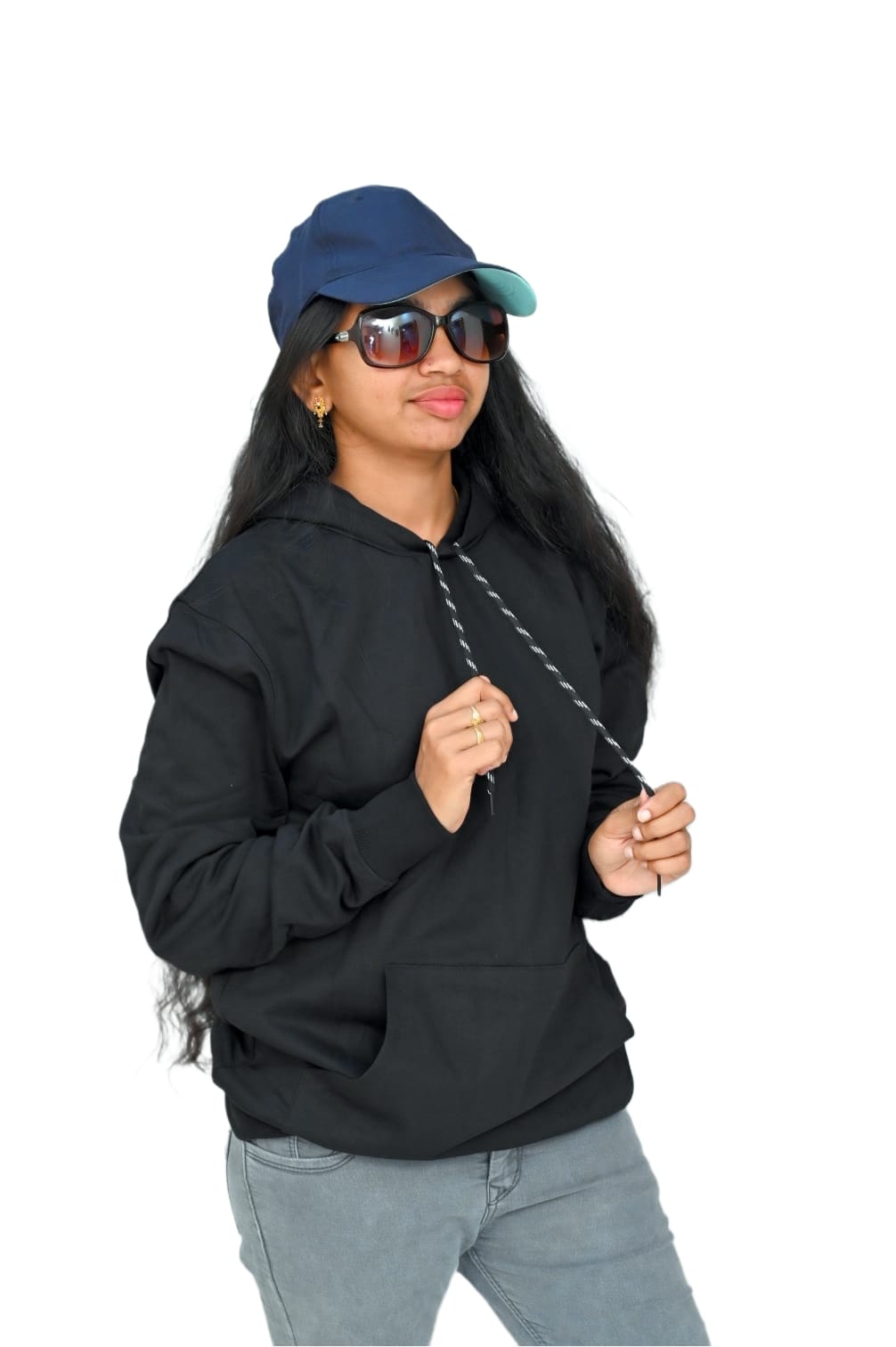 Dark Black Premium Cotton Hoodie – 300 GSM | Unisex | Luxurious Soft Feel & Warmth - Image 4